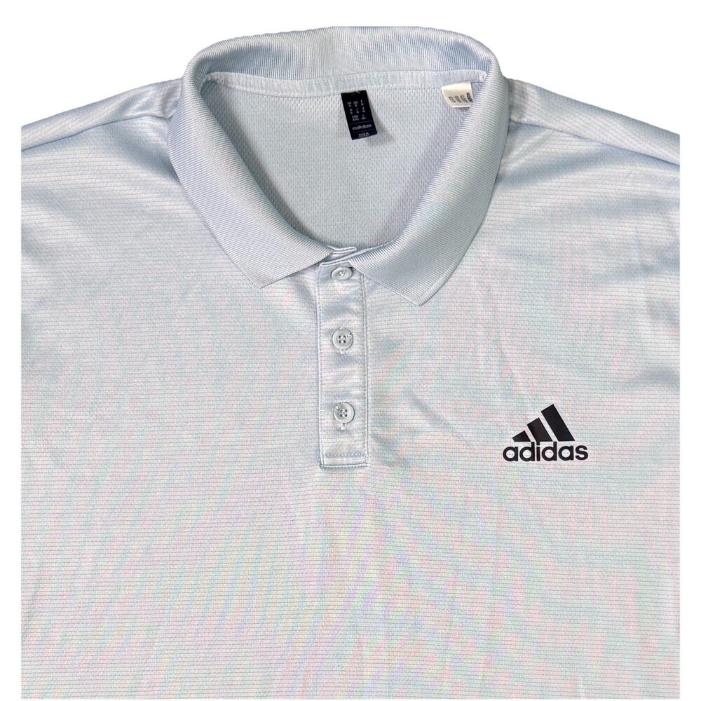Adidas‎ Golf Polo Shirt Mens XL Light Blue Short Sleeve Outdoors Casual